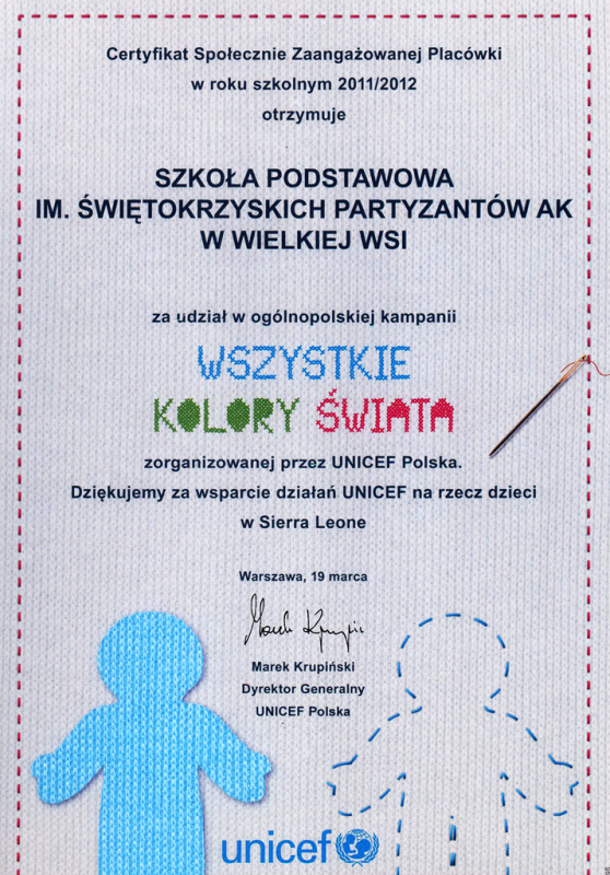 Szkoła Podstawowa w Wielkiej Wsi - Certyfikaty